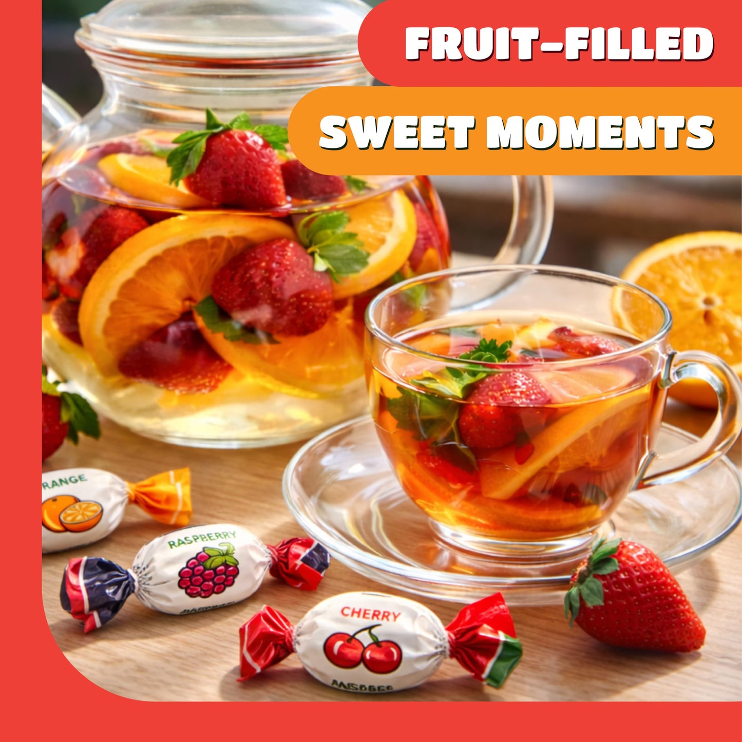 Assorted Fruit Hard Candy - 1 Pound Pack - Hard Candies Individually Wrapped - Old Fashioned Candy for Office Bowls - Strawberry, Cherry, Raspberry