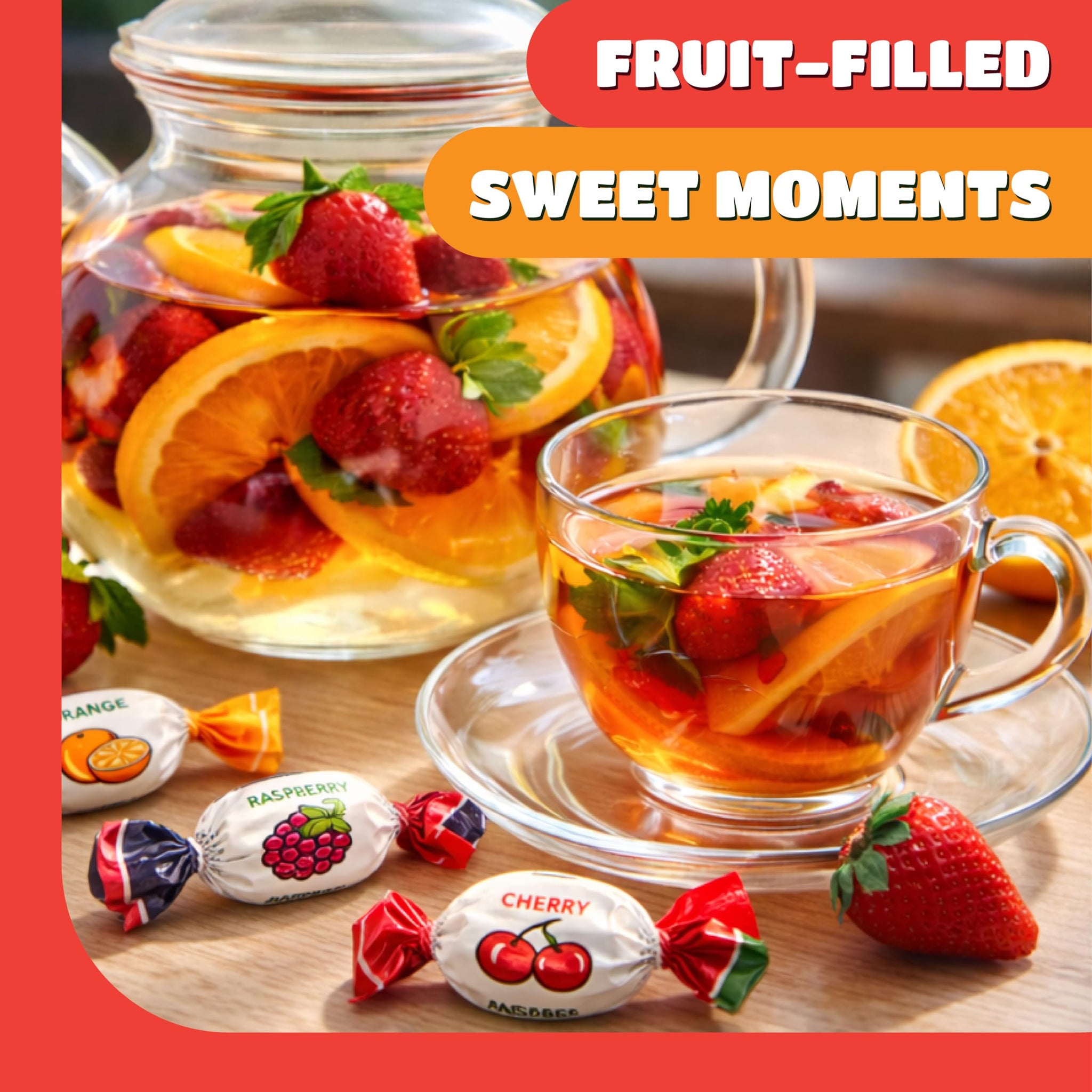 Assorted Fruit Hard Candy - 1 Pound Pack - Hard Candies Individually Wrapped - Old Fashioned Candy for Office Bowls - Strawberry, Cherry, Raspberry