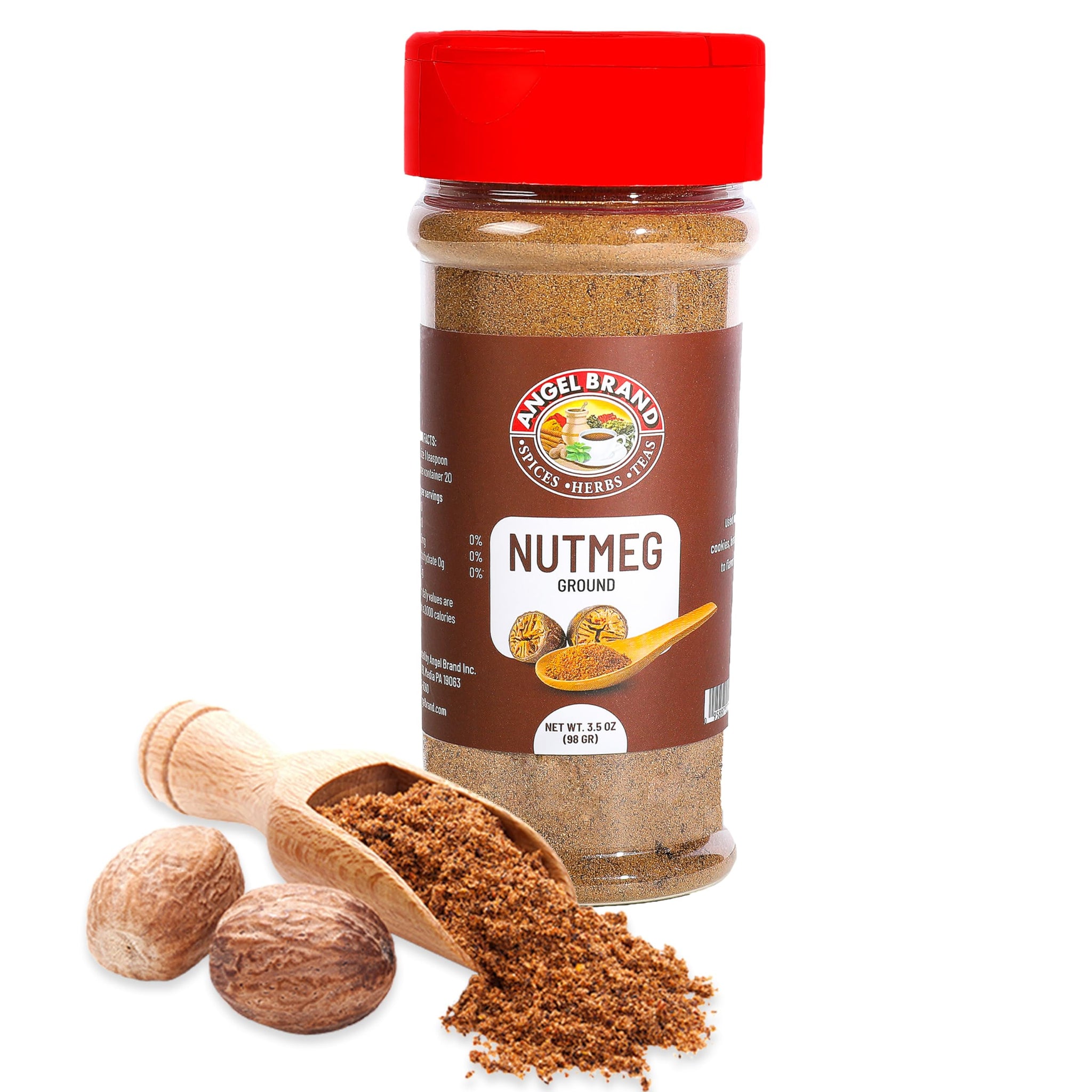Angel Brand Ground Nutmeg 3.5 oz Bottle - Premium Rich and Aromatic Taste of Carefully Selected Nutmeg Ground - Versatile and Powerful Spice for
