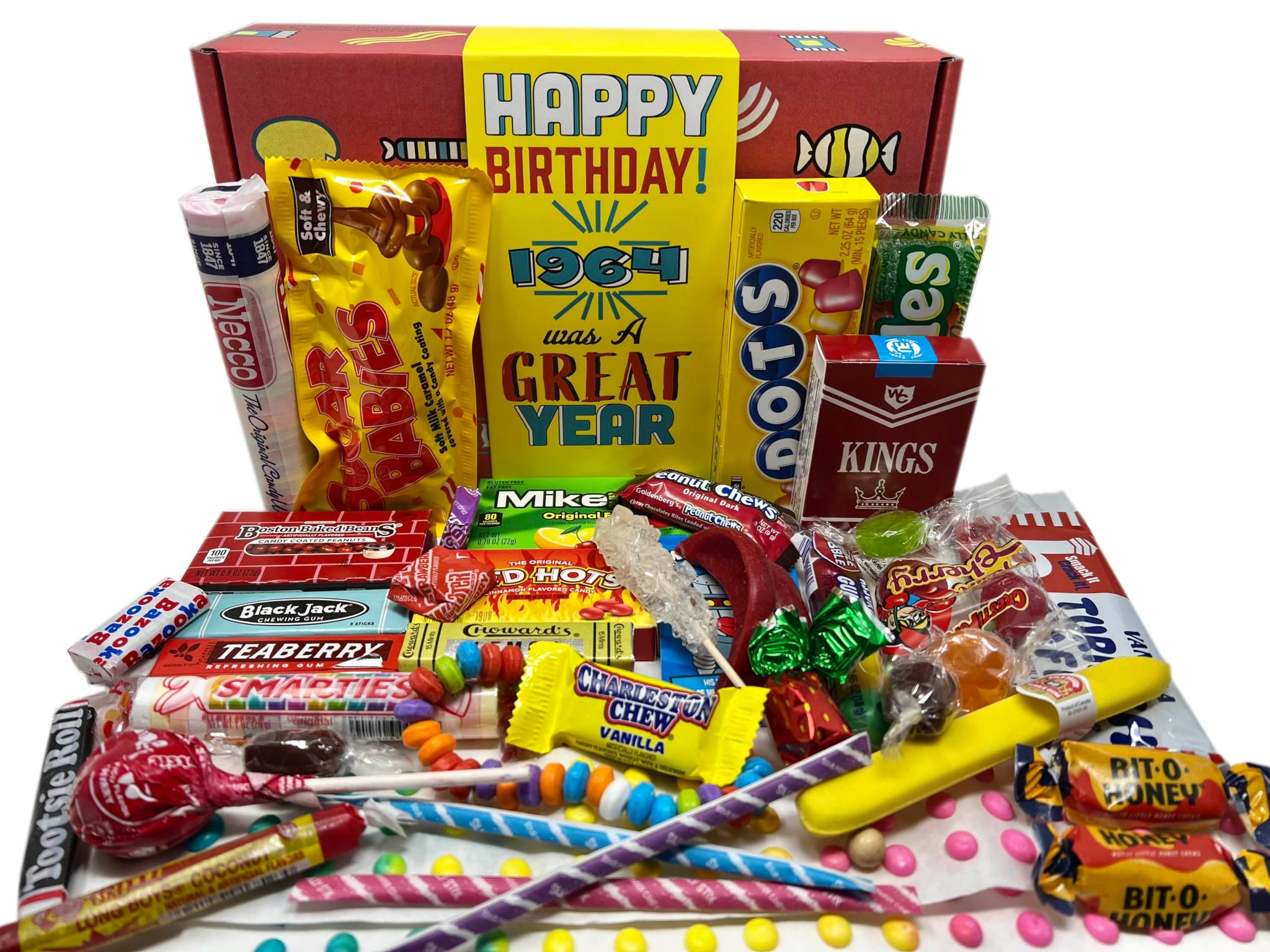 RETRO CANDY YUM ~ 1964 62nd Birthday Gift Box Nostalgic Candy Assortment from Childhood for 62 Year Old Man or Woman Born 1964 Jr