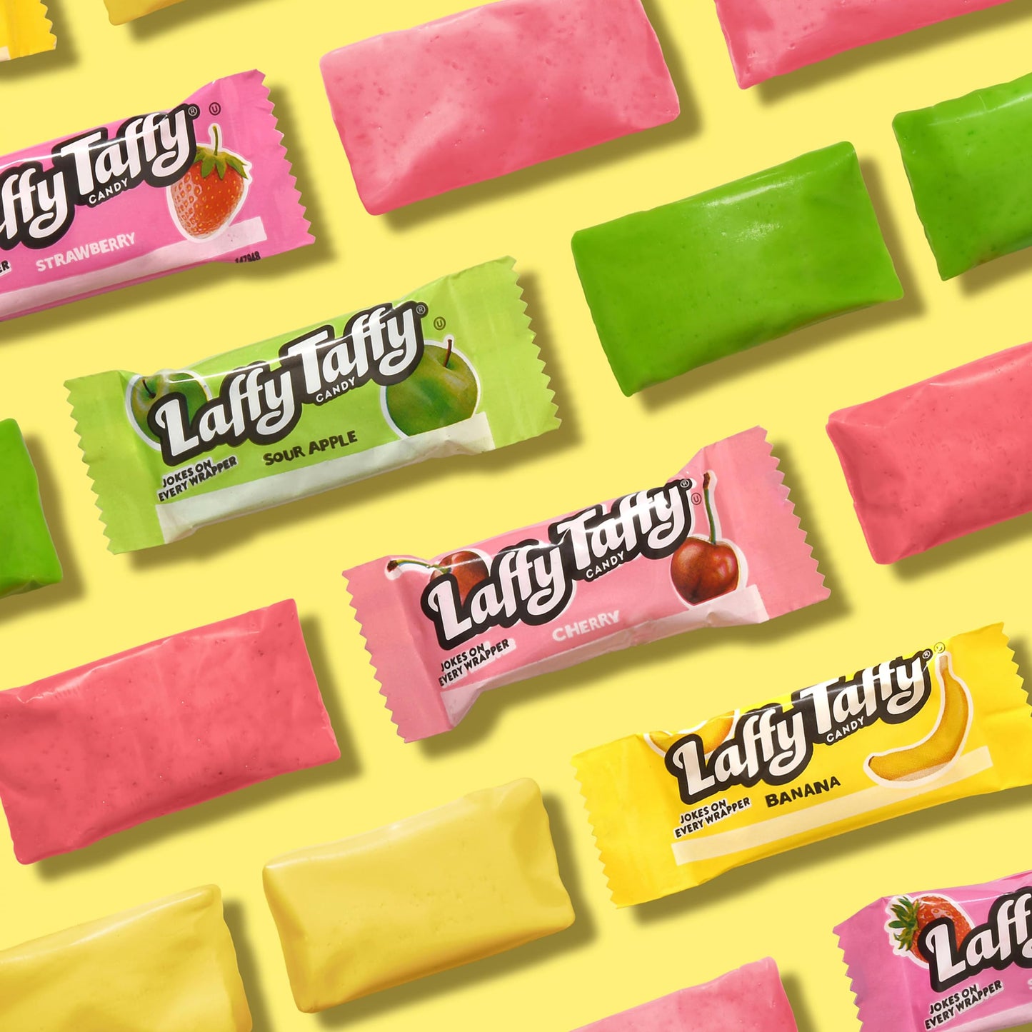 Laffy Taffy Candy, Assorted Fruit Flavored Taffy Candy, Sour Apple, Cherry, Strawberry & Banana Flavors (145 Pieces), 49.3 Ounce