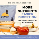 Sunrise Flour Mill USDA Organic Heritage Pasta Flour - 5 lbs | Milled from Hard Red Wheat | Easier to Digest with Less Bloating | No Bleaching or