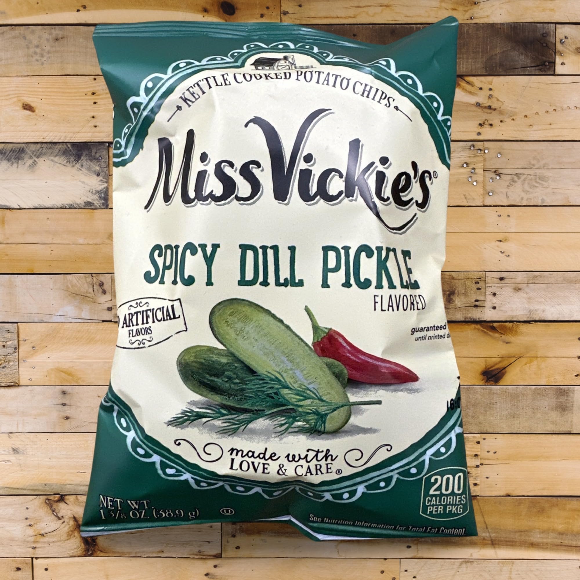 Miss Vickie's Spicy Dill Pickle Kettle Cooked Potato Chips, 1.375 Ounce (Pack of 64)