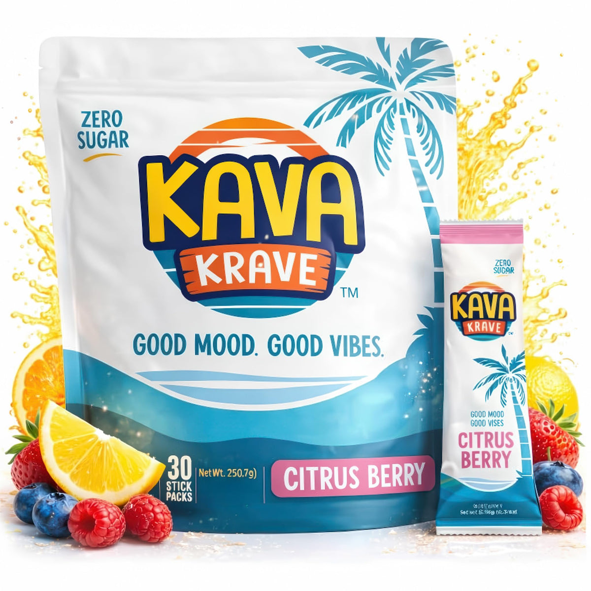 Kava Drink Mix Packets | 30 Pack - Kava Alcohol Substitute, Citrus Berry