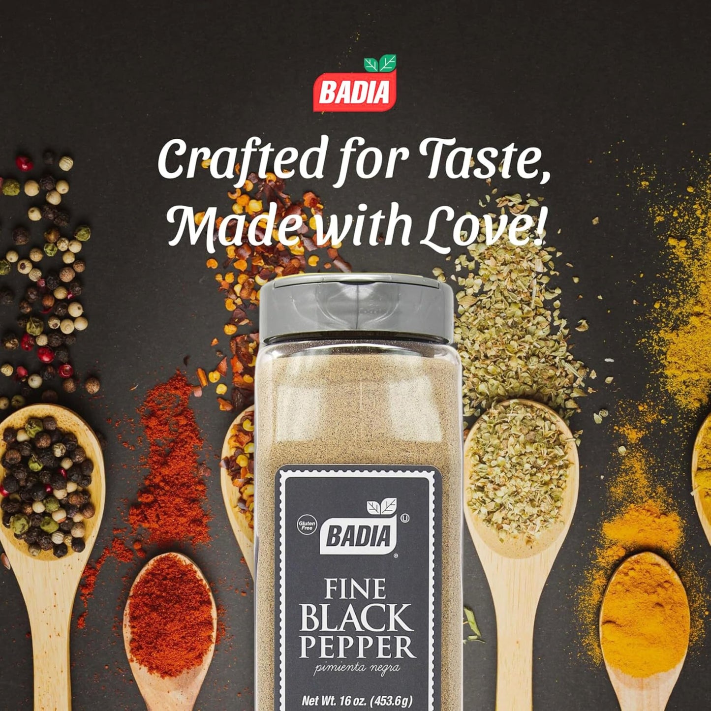 Badia Fine Ground Black Pepper, 16 oz - Smooth, Bold & Aromatic Pure Black Pepper Flavor