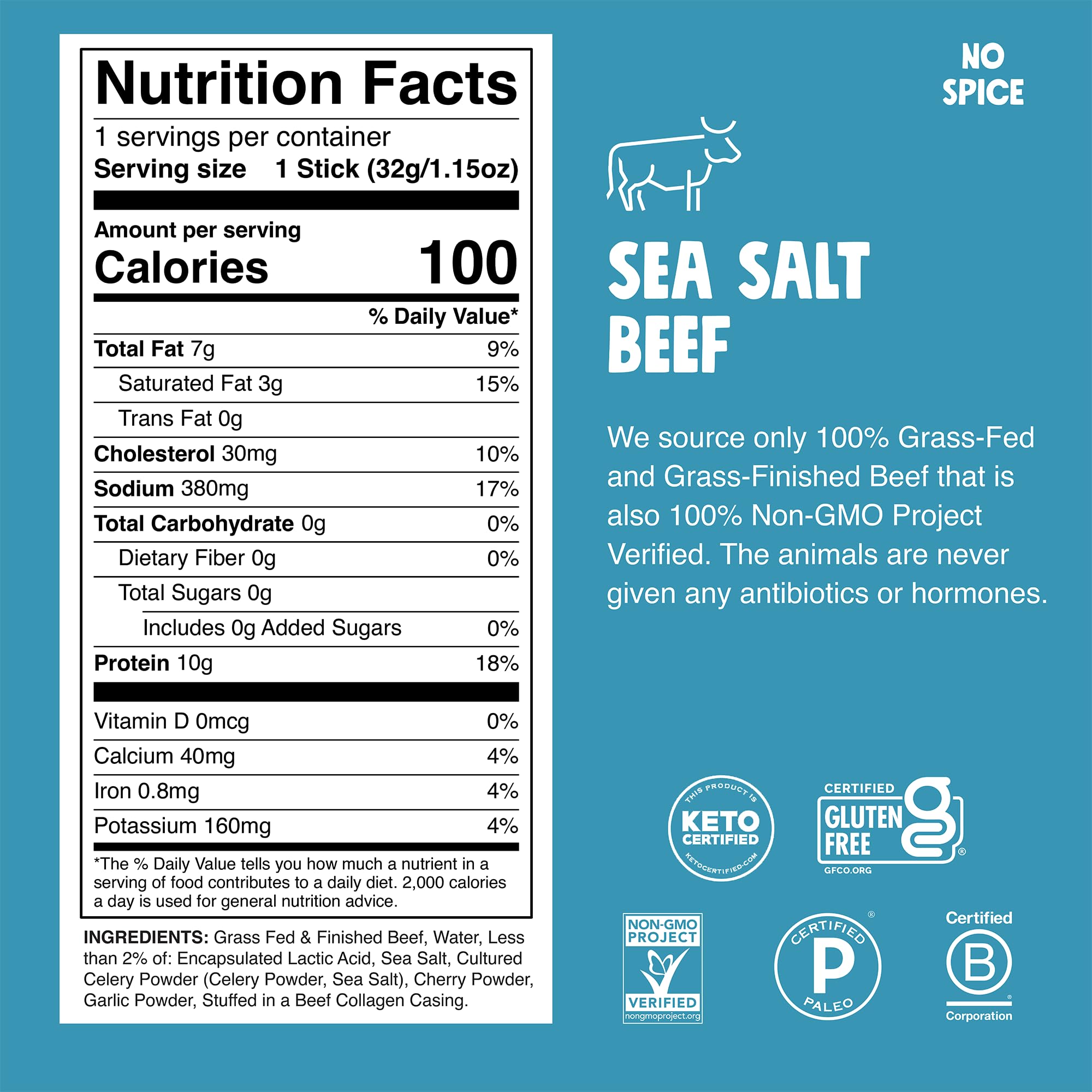 Chomps Sea Salt Beef Stick 1.15 OZ