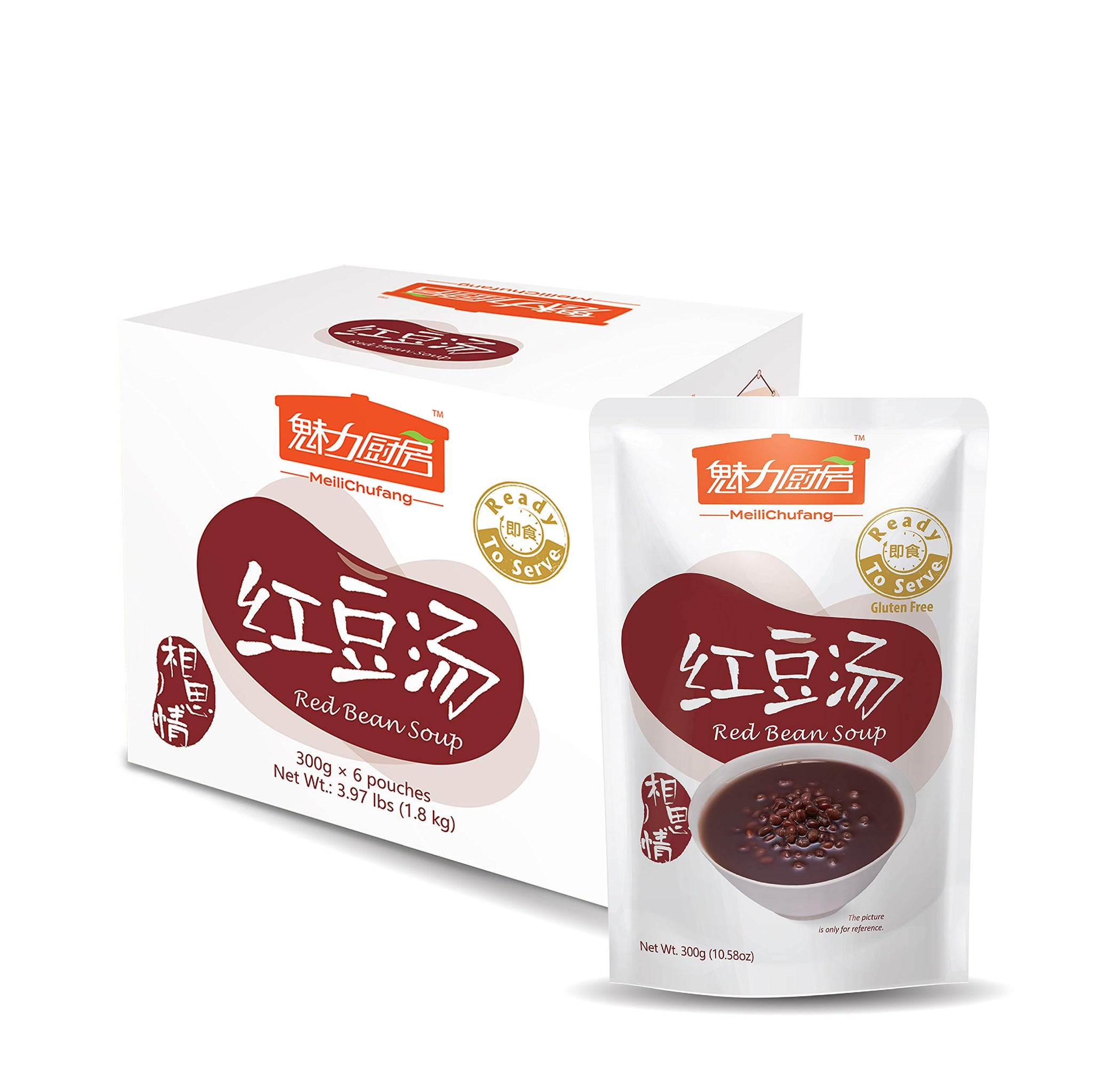 Tohkin Food USA, MEILICHUFANG Ready-to-serve Red Bean Soup, Box (300g x 6 pouch)
