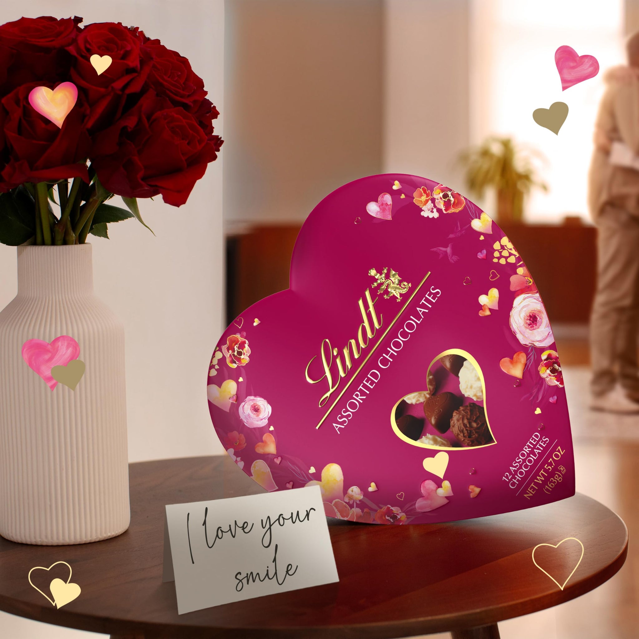 Lindt Valentine's Gourmet Heart Assorted Chocolate Candy Truffles, 5.7 oz.