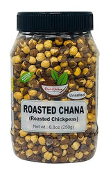 Desi Kitchen Roasted Chana (Chickpeas) Unsalted 8.8oz (250g) PET Jar ~ No Preservatives, Product of India, Great Snack, Ready to Eat