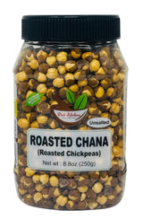 Desi Kitchen Roasted Chana (Chickpeas) Unsalted 8.8oz (250g) PET Jar ~ No Preservatives, Product of India, Great Snack, Ready to Eat