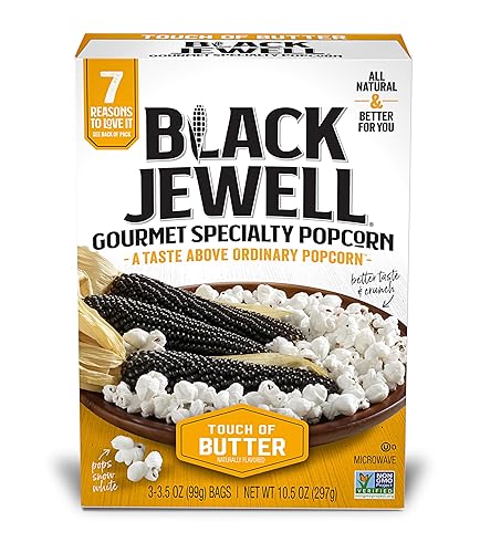 Black Jewell Gourmet White Microwave Popcorn, Touch of Butter, 10.5 Ounces (Pack of 6)
