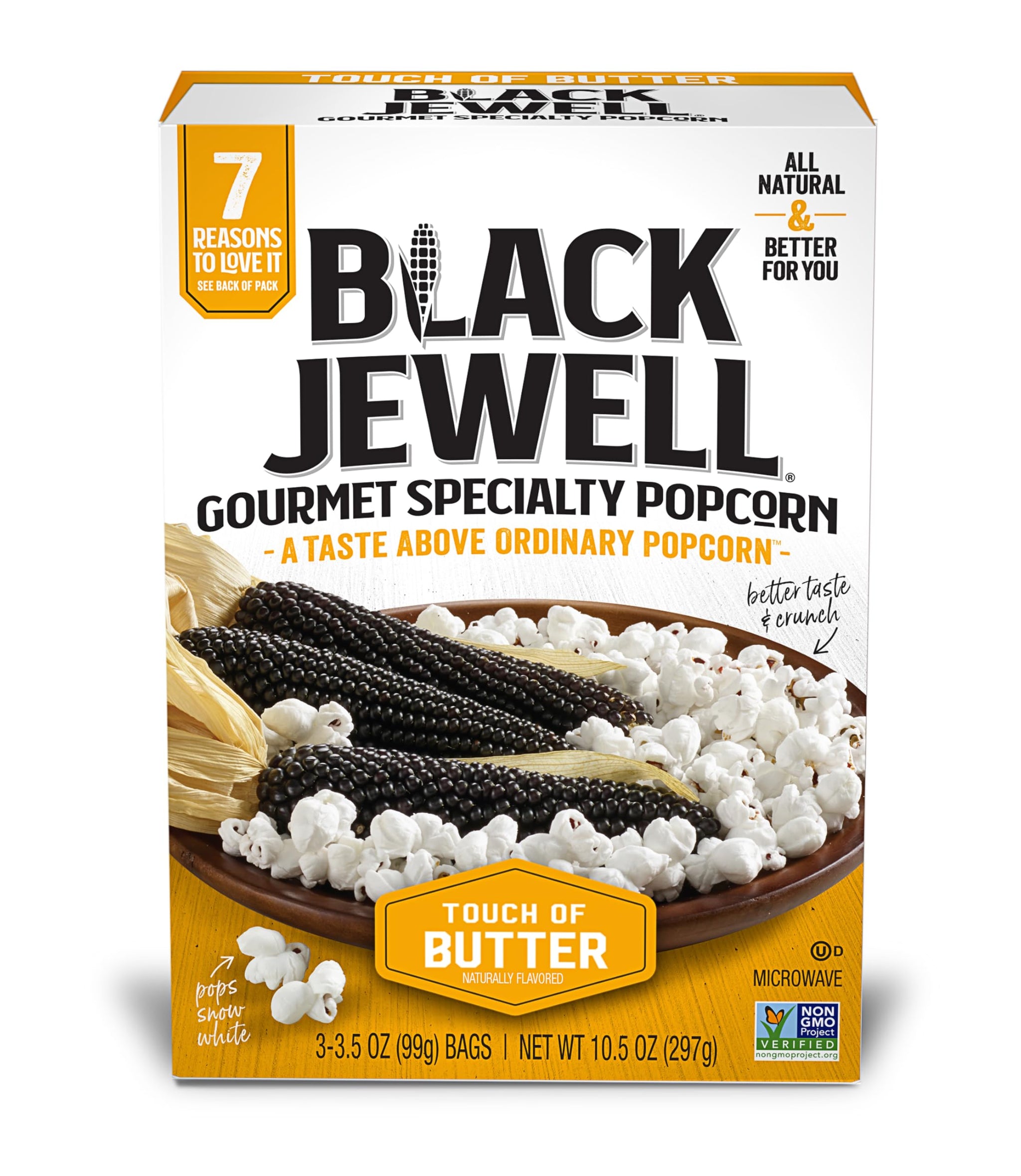Black Jewell Gourmet White Microwave Popcorn, Touch of Butter, 10.5 Ounce (Pack of 1)