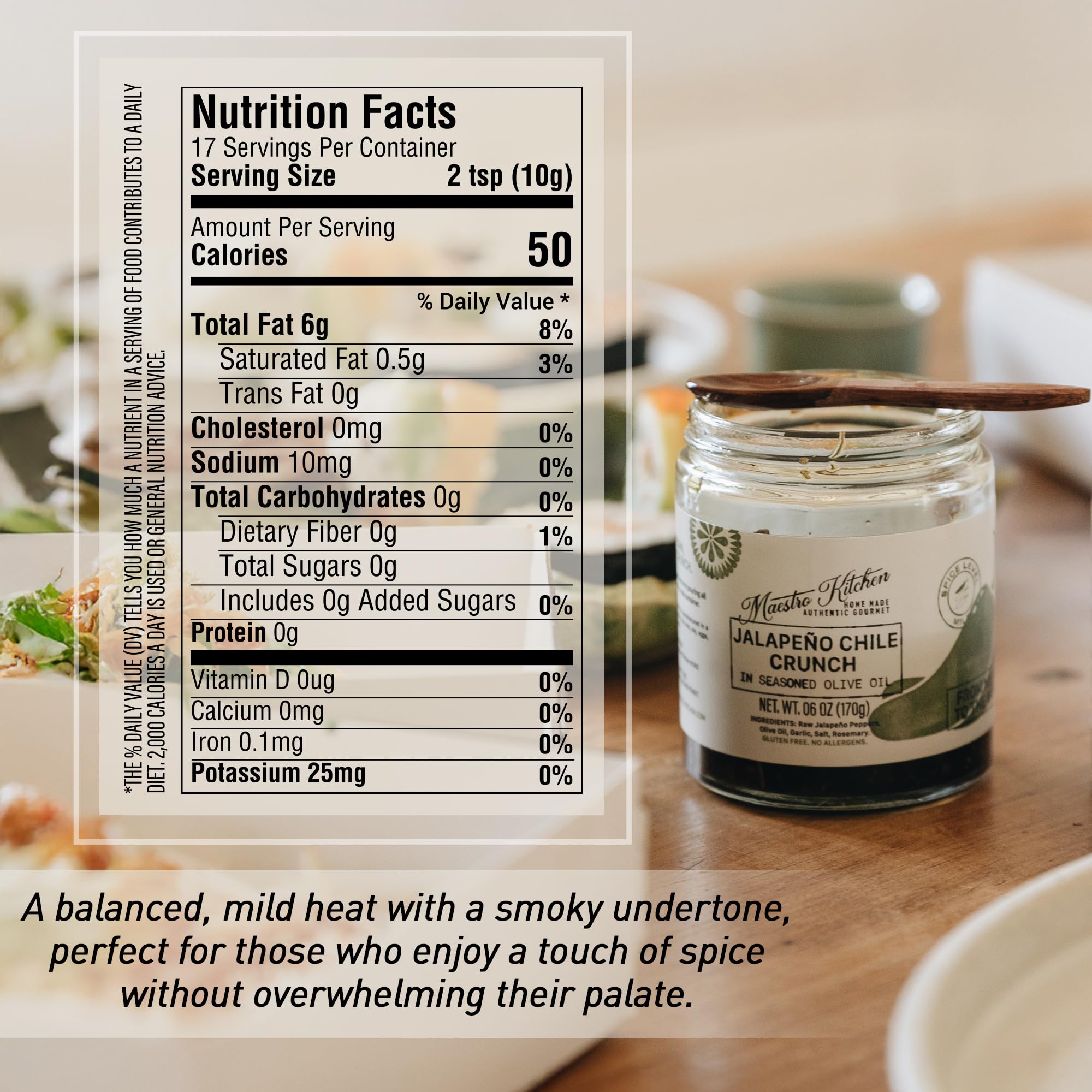 MAESTRO KITCHEN Mild Jalapeno Chile Crunch | Mexican Chili Crisp in Olive Oil 6oz 2 Pack | All Natural Chili Crisp Peppers in 100% Seasoned Olive Oil
