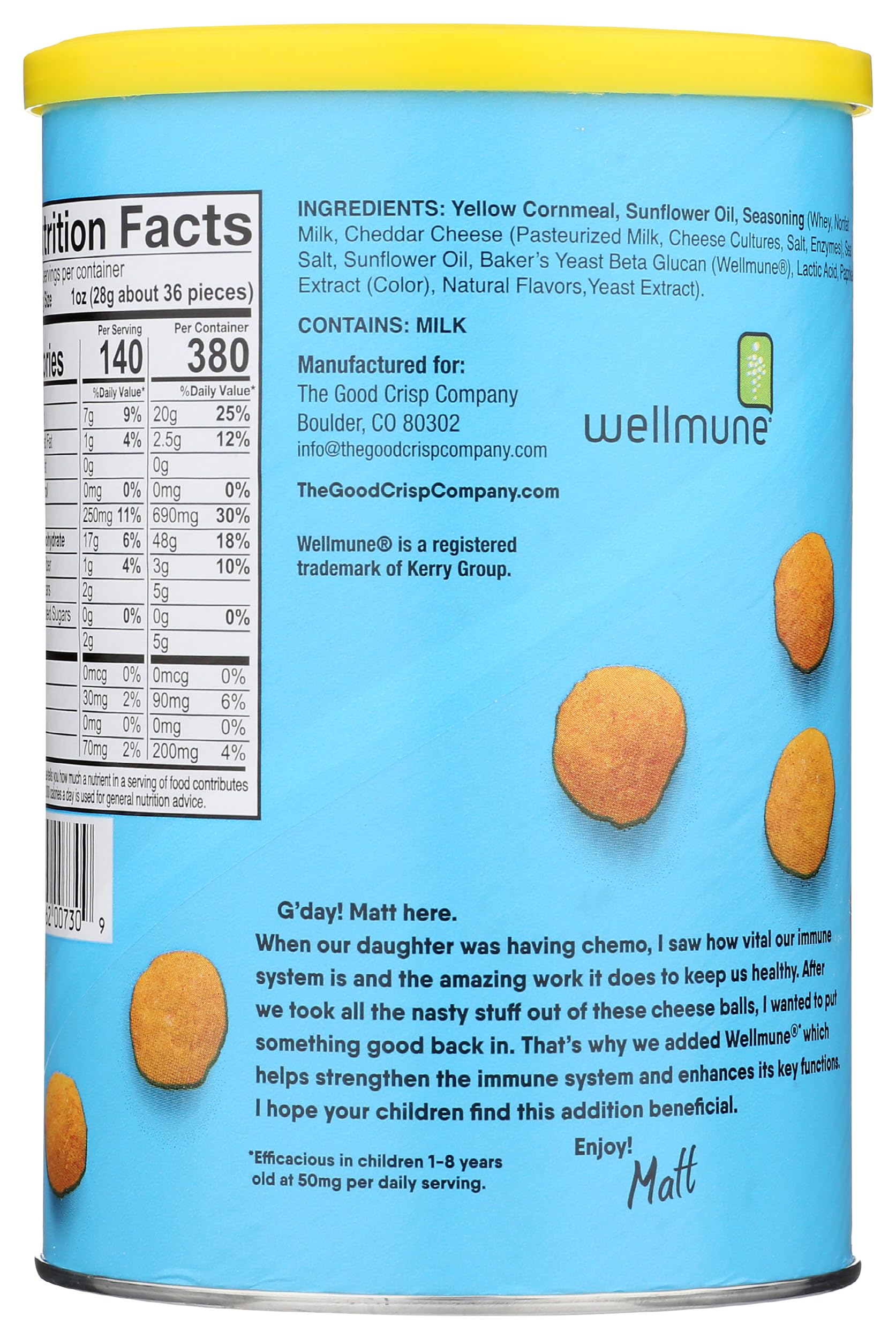 The Good Crisp Company, Cheese Balls Cheddar, 2.75 Ounce