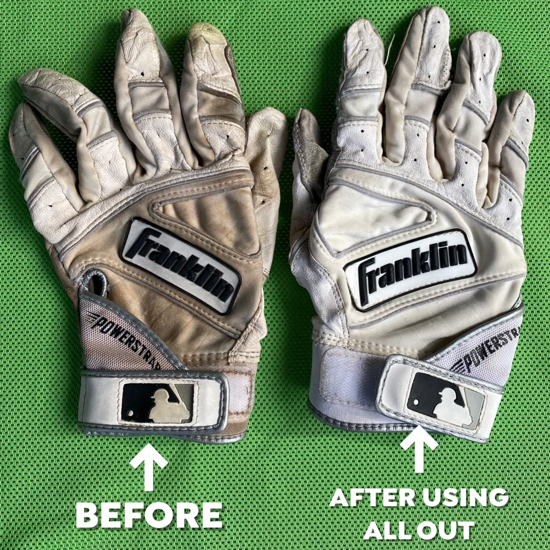 All Out Sports Stain Cleaner | Remove Stains from Shoes, Jerseys, Hats, Pants, Clothing, Helmets, Gloves Etc | Long-Lasting Soak & Clean Formula |