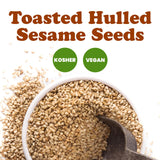 Food to Live Toasted Hulled Sesame Seeds, 8 Ounces - Crunchy and Nutritious Snack, Oven Roasted, Unsalted, No Oil Added, Perfect for Cooking, Baking