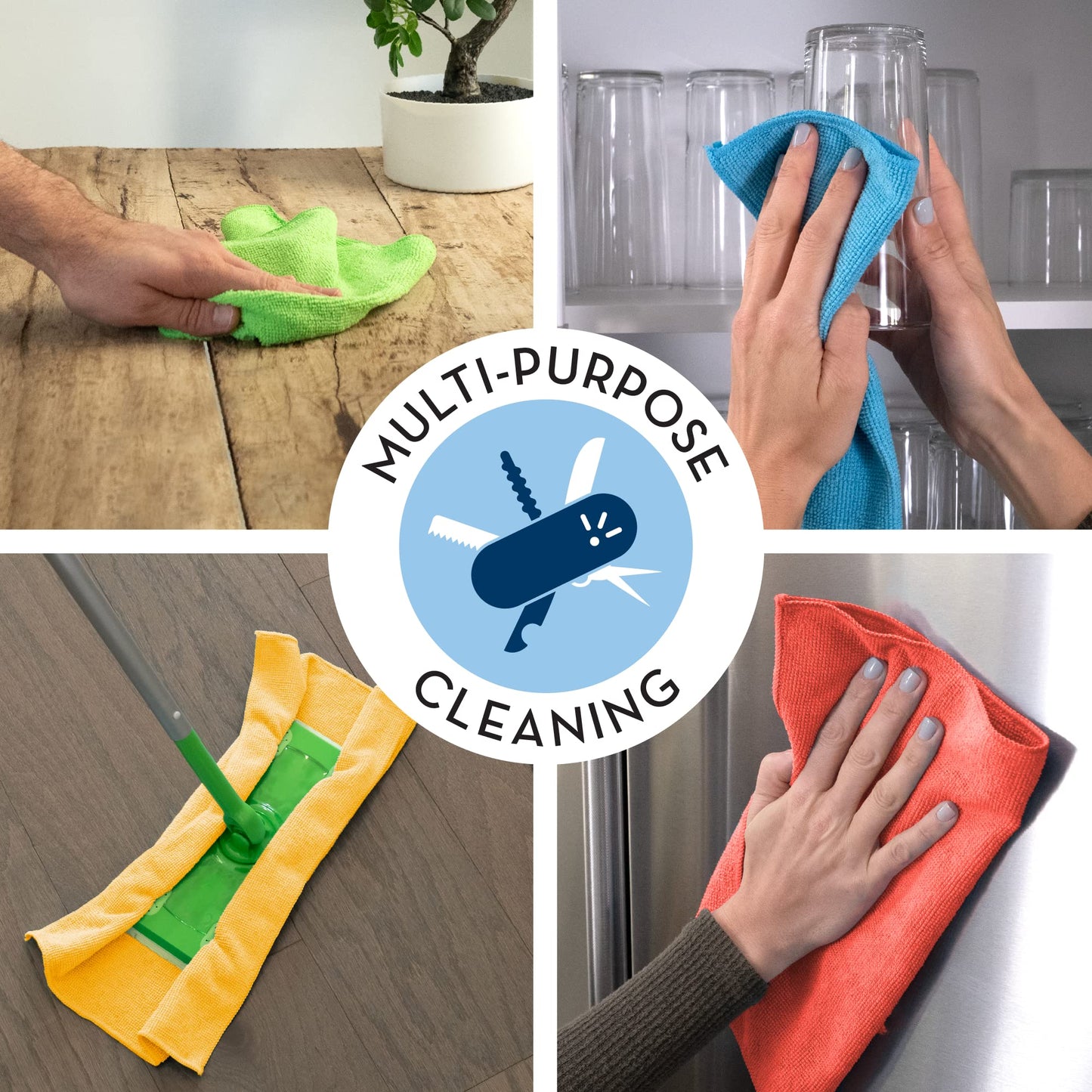 S&T INC. 12 Pack 12" x 16" Microfiber Cleaning Cloth, Bulk Microfiber Towel for Home, Reusable and Lint Free Microfiber Towels for Cars, Assorted