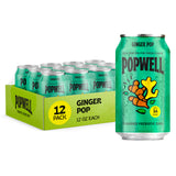 Popwell Ginger Pop Better-For-You Prebiotic Soda, with 6g Fiber, 1g Sugar, Vitamins and Immunity Support, 12 fl oz Cans (pack of 12)