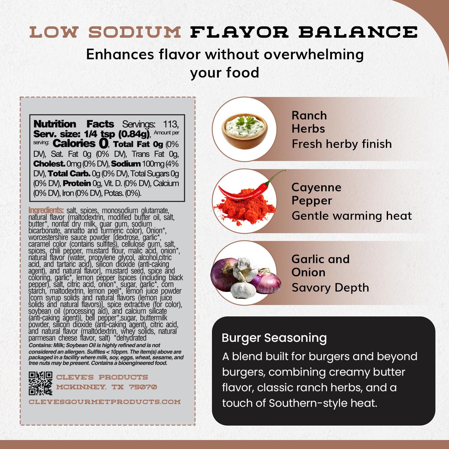Cleve's Gourmet Burger Booster Butter Ranch Kick, Beef, Bison and Beyond Burger Seasoning for Grilling & Cooking, 3.25 oz