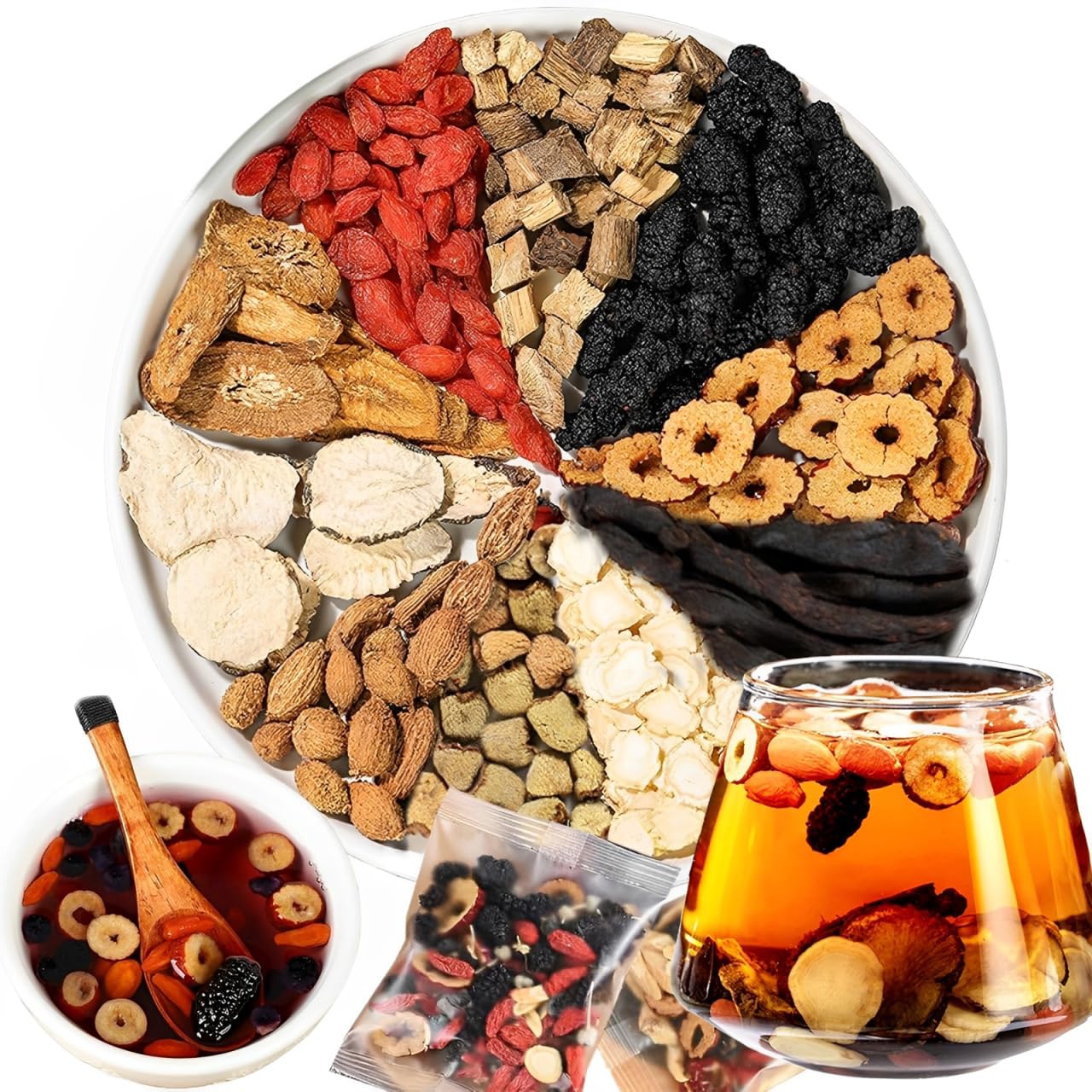 SIRDIKA Kidney Tea Formula Ginseng Six Treasure Tea, Men's Kidney Tea Chinese Herbal Tea, 10 Precious Ingredients Formula, Chinese Kidney Care Tea