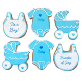 Baby Shower Bundle of Joy Cookies- 6 Decorated Crunchy Shortbread Cookies Individually Wrapped With Bow by BakersDozenToGo