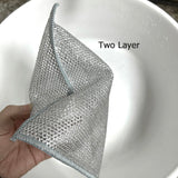 YinQin 6 PCS Double Layer Stainless Steel Cleaning Cloth Non Scratch Steel Mesh Dishwashing Cloths 20x20 cm Quick Dry Two Layer Metallic Wire Dish