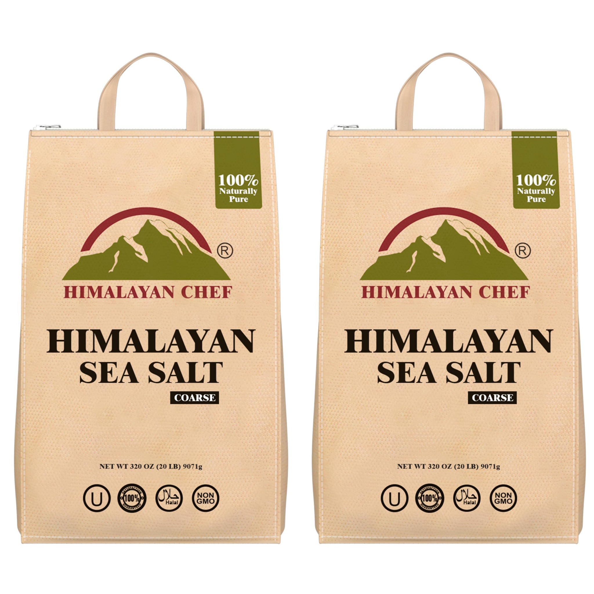 Himalayan Chef Sea Salt, Coarse Grain, 640 Ounces Mineral Salt, Pure & Natural Sun Dried Sea Salt, Unrefined, Gluten Free, Grinder Refill Sea Salt