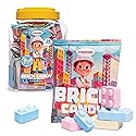 Candy Bricks, 24 Individual Party Favor Bags of Tutti Frutti Flavored Blocks for Construction Themed Fun, Brick Shaped Cake Topper and Party Candy in