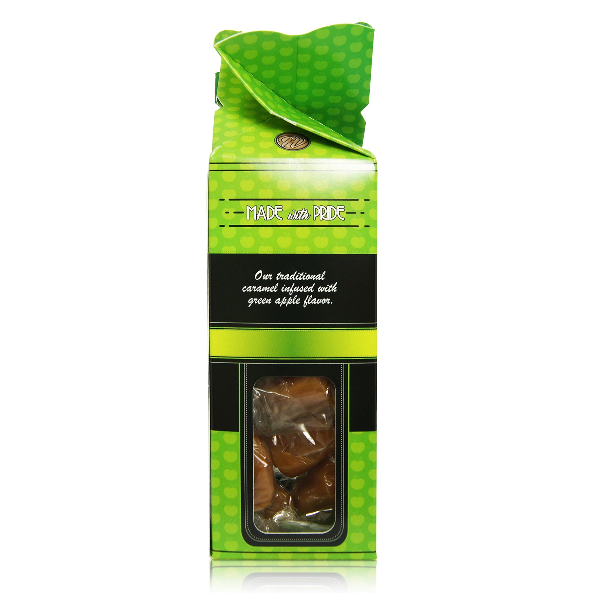 Green Apple Caramels 8oz Box by Pioneer Valley (Soft, Premium, Gourmet, Artisanal)