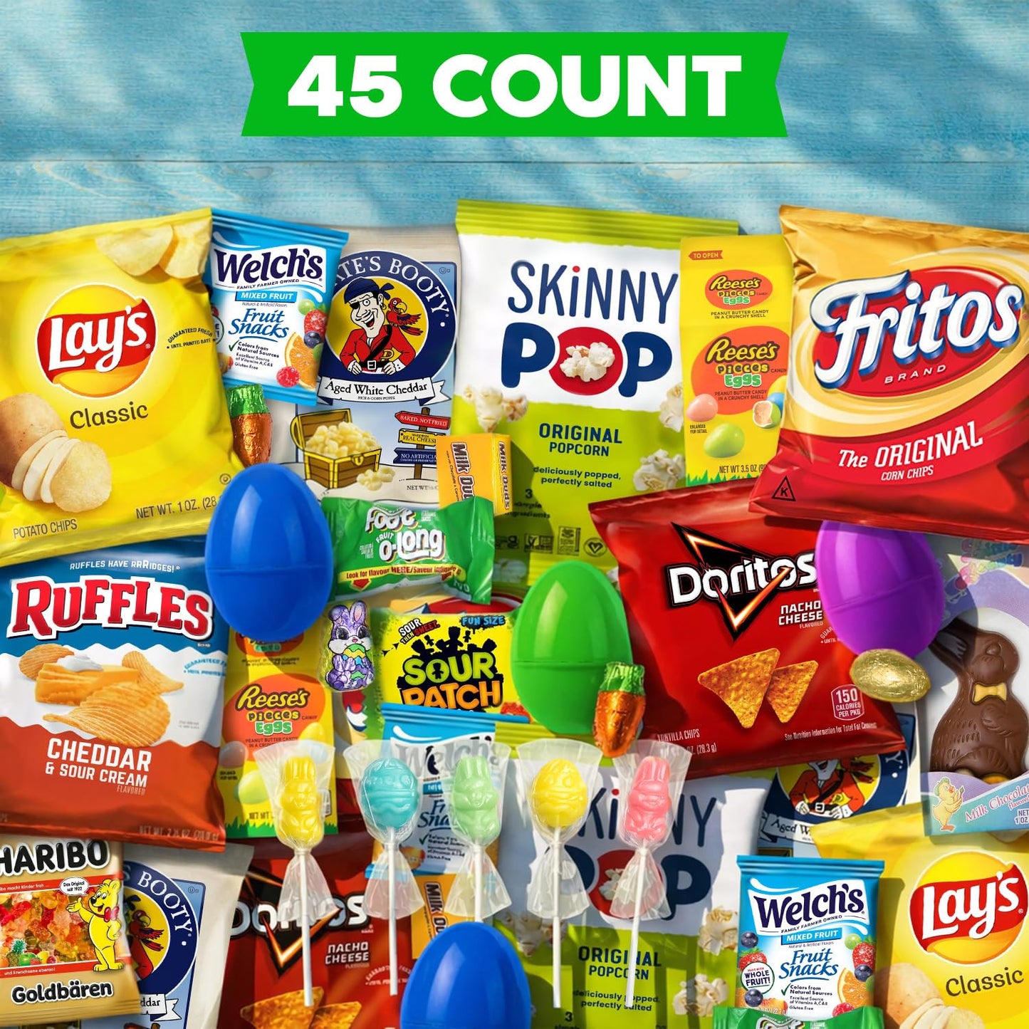 Easter Snacks Care Package Gift Box - Snack Box Gift Basket - Large Variety Snacks, Candy & Treats for College Students, Adults, Kids - 45 Count