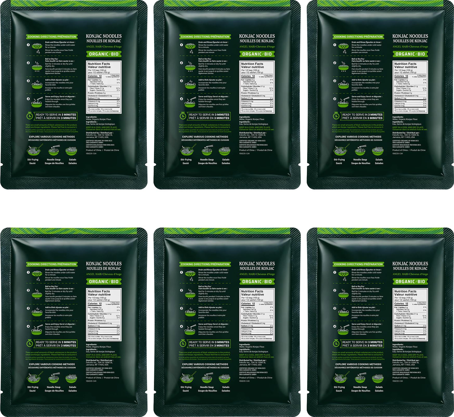 52USA Organic Konjac Angel Hair Noodle, 6-Pack (52.8 oz Total) - Low Carb, USDA Organic, Keto Friendly, Vegan, Sugar-Free, Gluten-Free, Ready to Eat