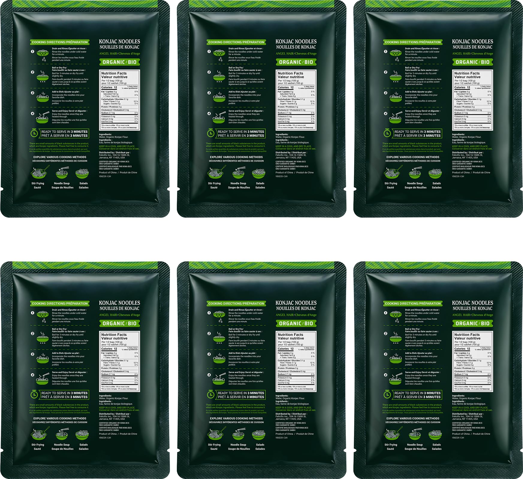 52USA Organic Konjac Angel Hair Noodle, 6-Pack (52.8 oz Total) - Low Carb, USDA Organic, Keto Friendly, Vegan, Sugar-Free, Gluten-Free, Ready to Eat