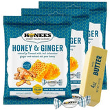 Honees Candy Honey & Ginger 2.85 oz (Pack of 3) - Honey Ginger Candy - Soothing Filled Drops - Individually Wrapped Candies for Home or Office - 4