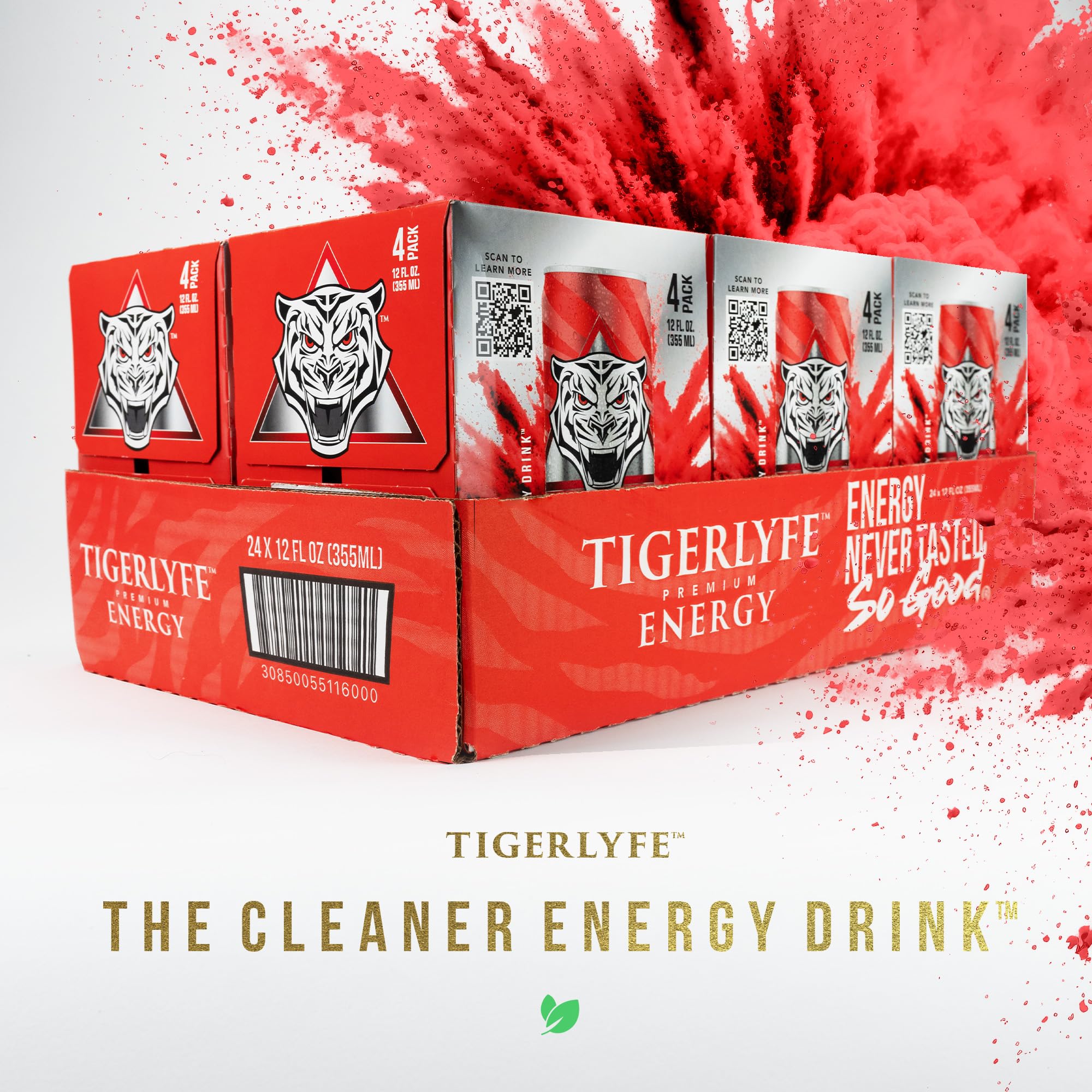 TIGERLYFE Energy Drink 12 Pack, 12oz Slim Cans, Energy Drinks Bulk with 24g Cane Sugar, 110 Calories Energy Drink for Energy & Focus, Zero Calorie