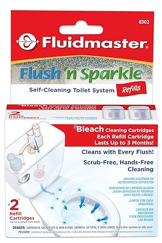 Fluidmaster 8302P8 Flush 'n Sparkle Automatic Toilet Bowl Cleaning System Refills, Bleach 2-Pack