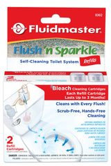 Fluidmaster 8302P8 Flush 'n Sparkle Automatic Toilet Bowl Cleaning System Refills, Bleach 2-Pack