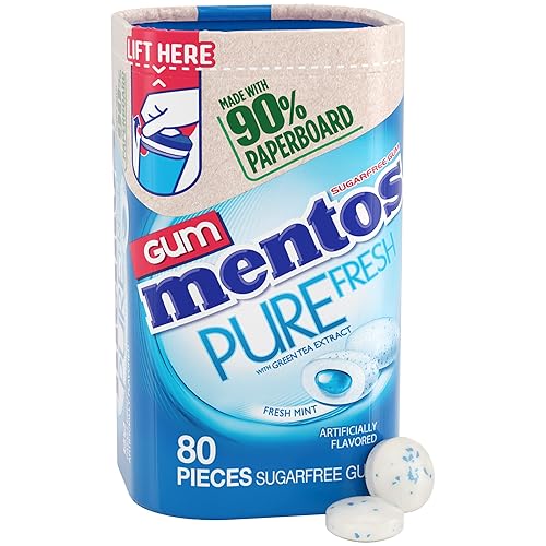Mentos Pure Fresh Sugar-Free Chewing Gum with Xylitol, Fresh Mint Flavor, Easter Basket Essentials Stuffers for Kids and Adults, 90% Recyclable