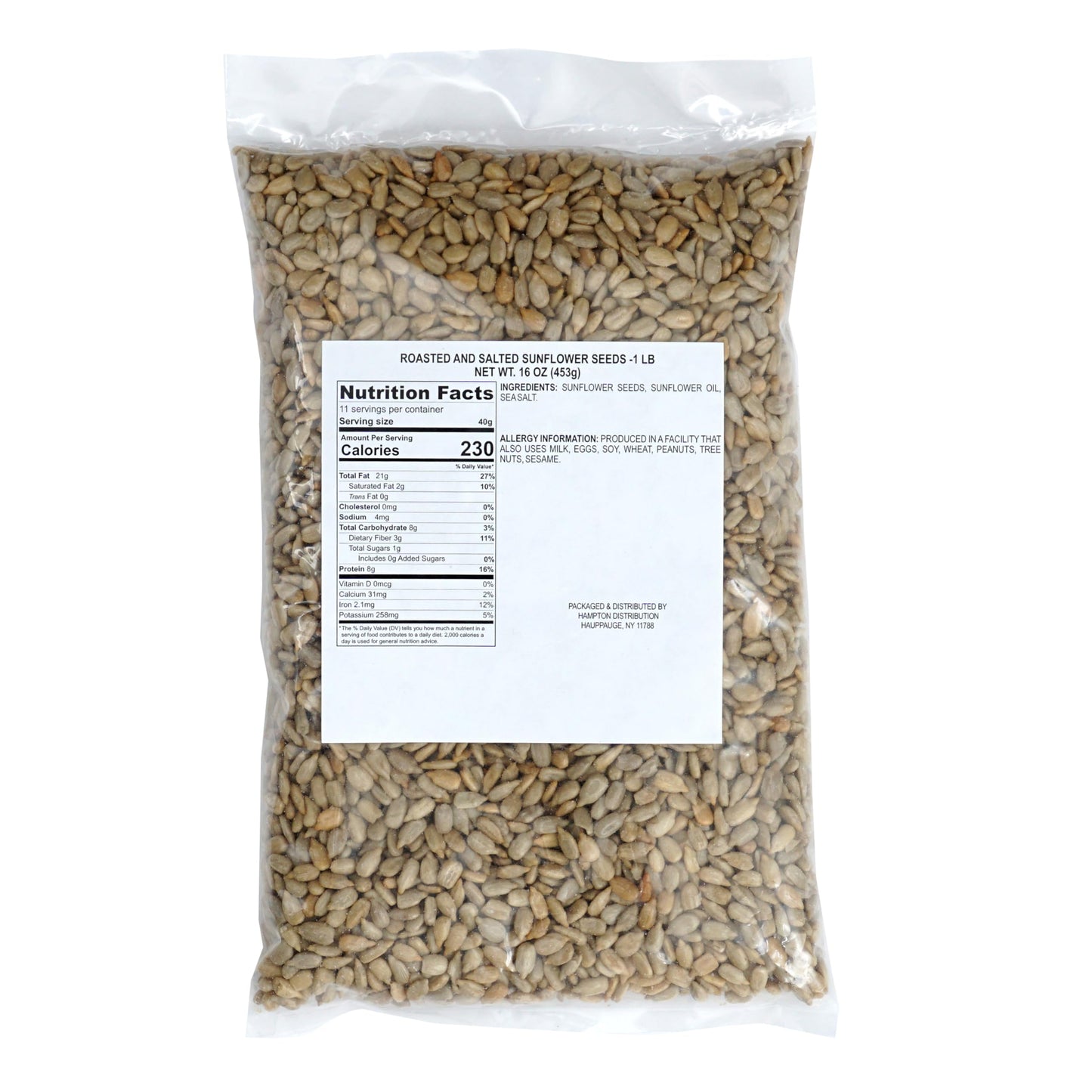Sunflower Seeds Roasted and Salted, 1 Pound Bag, Sunflower Seeds No Shell, 16 Ounce Bulk Bag