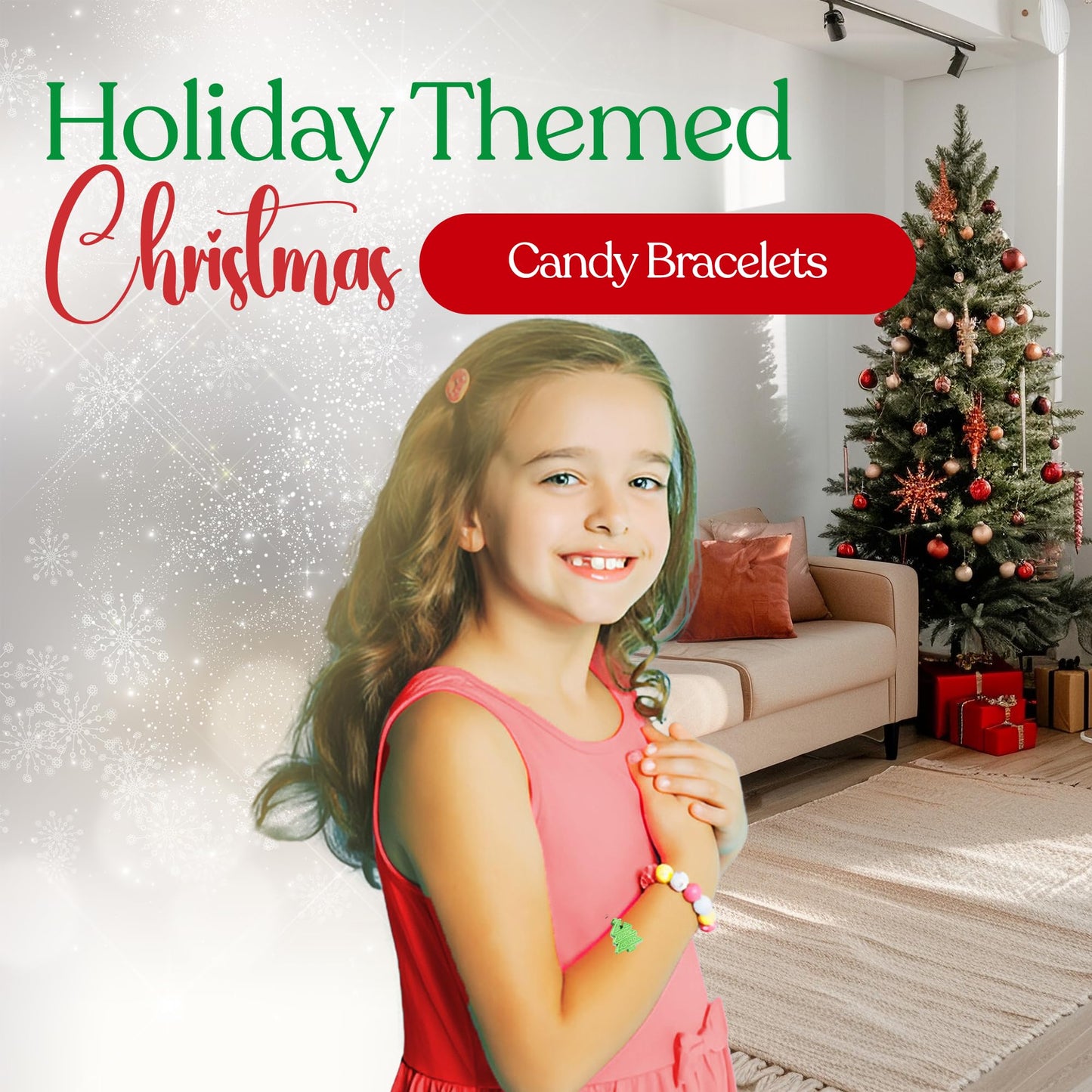 30 Pack Christmas Candy Bracelets - Individually Wrapped Holiday Themed Designs & Delicious Flavor -Bulk Christmas Candy Use For Stocking Stuffers
