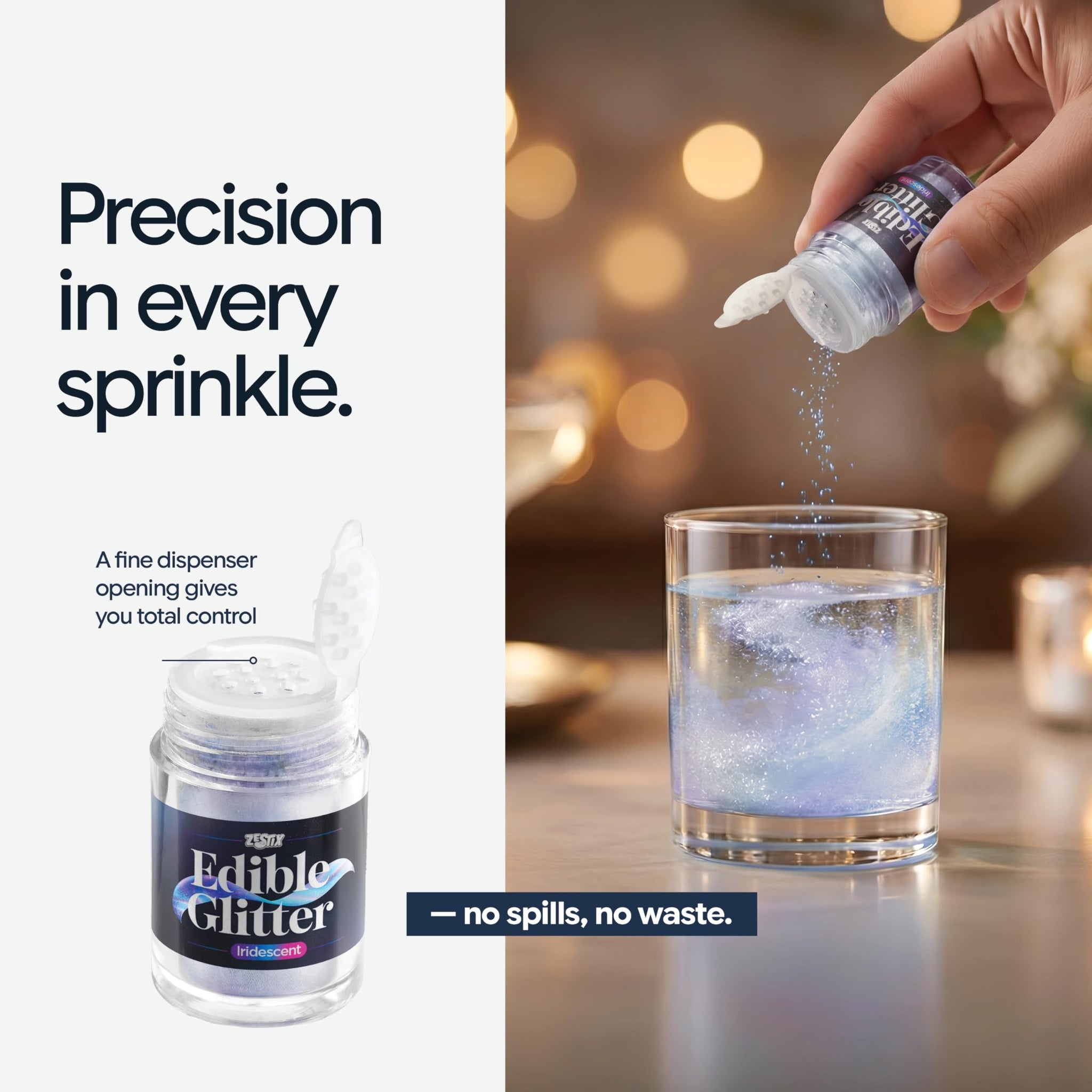 Iridescent Edible Glitter 5g, Food Grade Luster Dust for Drinks, Cocktails & Baking, Edible Shimmer Powder for Cakes, Cupcakes & Decorative Desserts