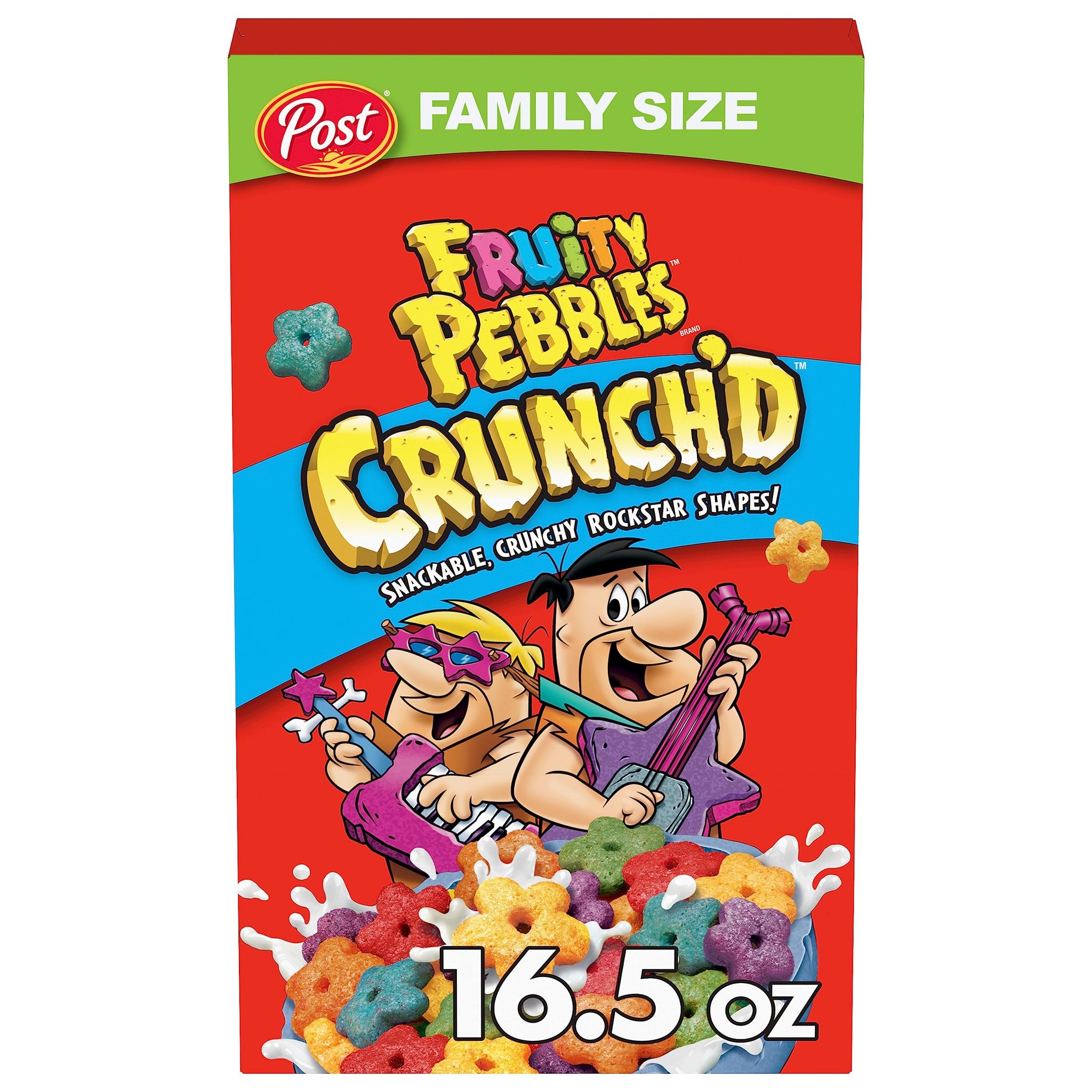 Post Fruity PEBBLES Crunch'D Cereal, 16.5 OZ Box