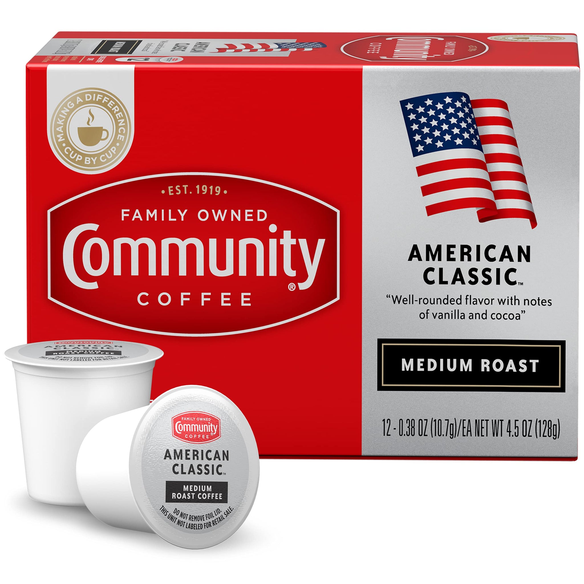 Community Coffee American Classic 36 Count Coffee Pods, Medium Roast, Compatible with Keurig 2.0 K-cup Brewers, 12 Count (Pack of 3)
