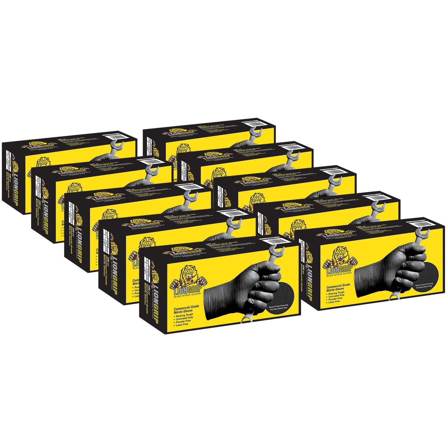 EPPCO LionGrip 7-Mil Black Nitrile Gloves Disposable Powder Free, Latex Free Textured Superior Grip Glove for Mechanics, Auto-motive, Industrial Work