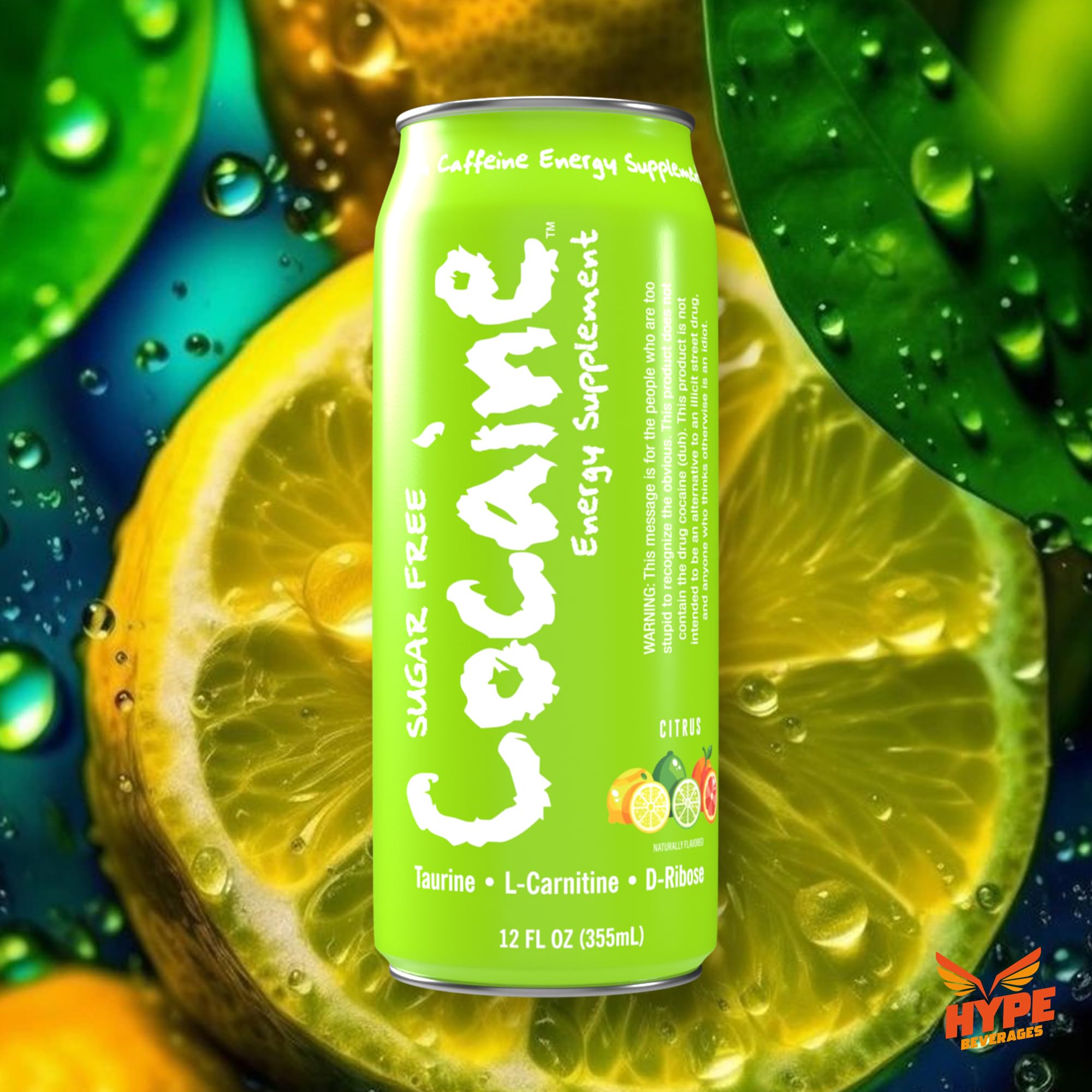 Hype Beverages Official 280mg Caffeine Energy Drink Sparkling Citrus, Sugar Free - Energy Boost with Healthy Energy Drinks with Vitamin C, B6, B12