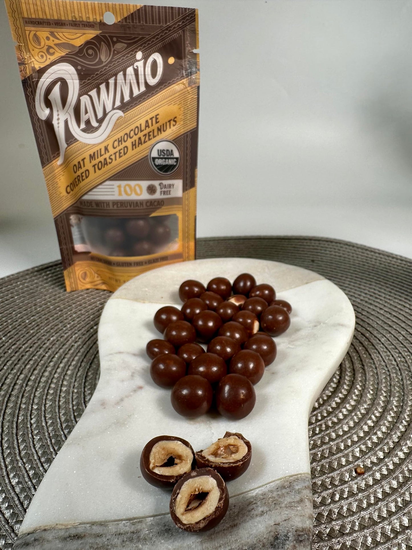 Rawmio Oat Milk Chocolate Covered Toasted Hazelnuts - Organic, Raw, Vegan, Gluten-Free - 2 Packs, 2 oz.