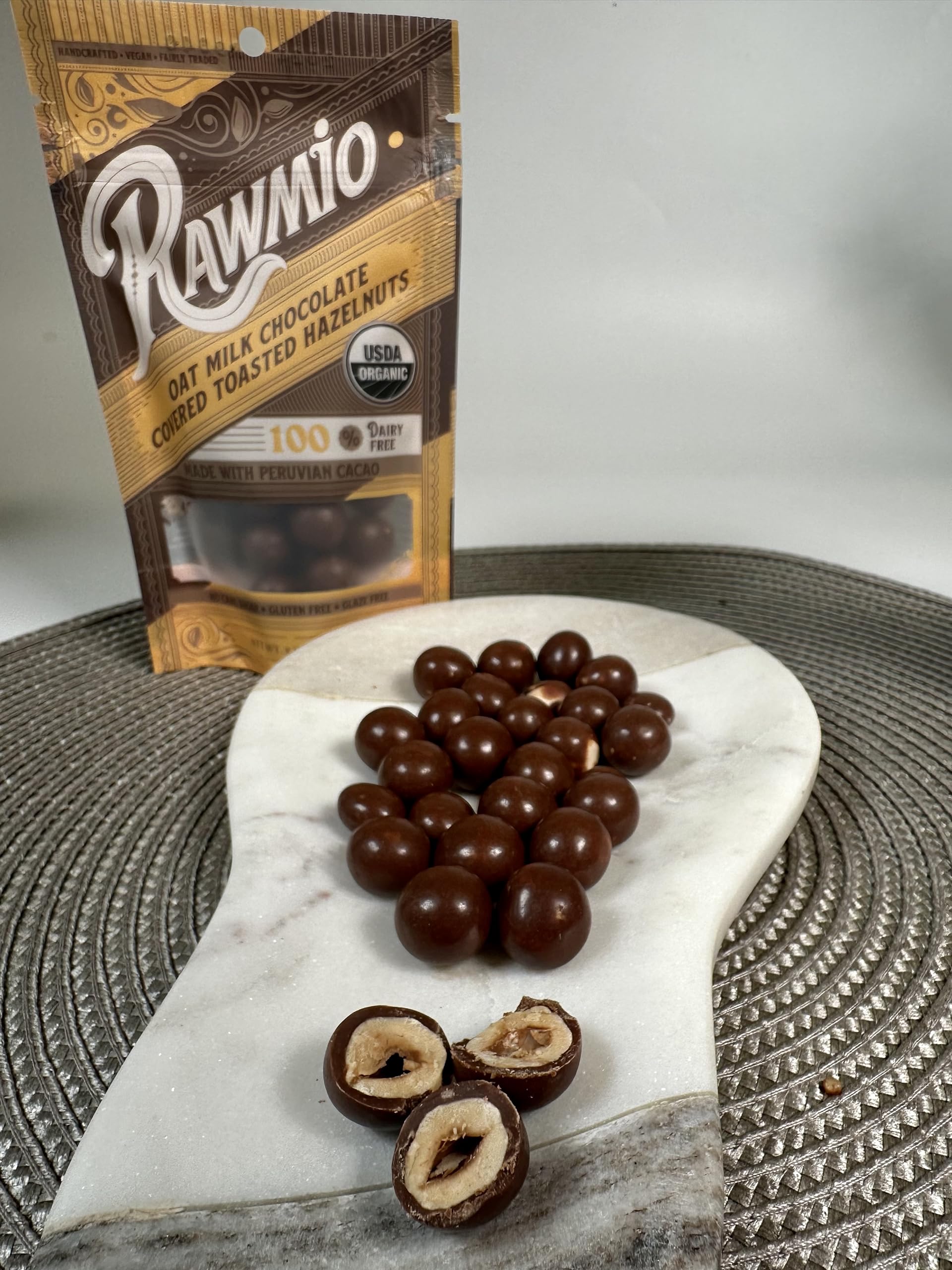 Rawmio Oat Milk Chocolate Covered Toasted Hazelnuts - Organic, Raw, Vegan, Gluten-Free - 2 Packs, 2 oz.