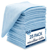S&T INC. Microfiber Cleaning Cloth, Bulk Microfiber Towel for Home, Reusable and Lint Free Cloth Towels for Car, Light Blue, 11.5 Inch x 11.5 Inch, 25