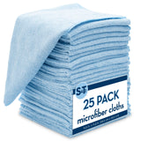 S&T INC. Microfiber Cleaning Cloth, Bulk Microfiber Towel for Home, Reusable and Lint Free Cloth Towels for Car, Light Blue, 11.5 Inch x 11.5 Inch, 25