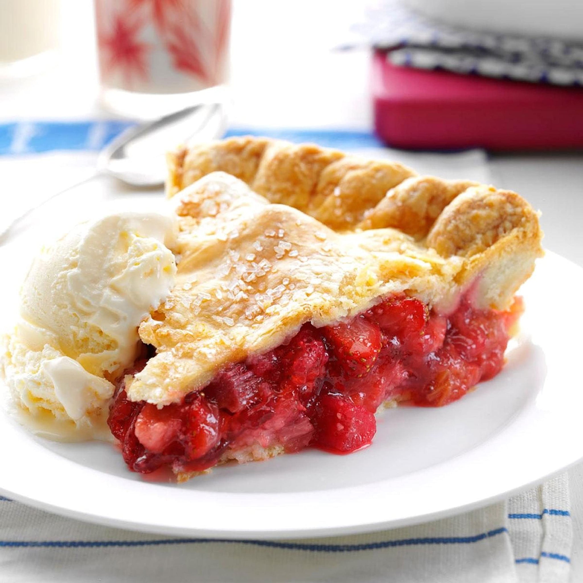Amish Pie Filling Strawberry/Rhubarb and Topping - TWO 32 Oz Jars
