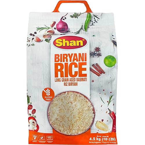 Shan - Extra Long Grain Aged Basmati Biryani Rice (10 Lbs), Premium Grade